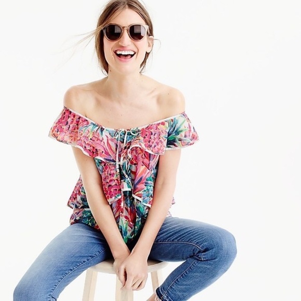 J.Crew Ruffle Top in Ratti Painted Pineapple